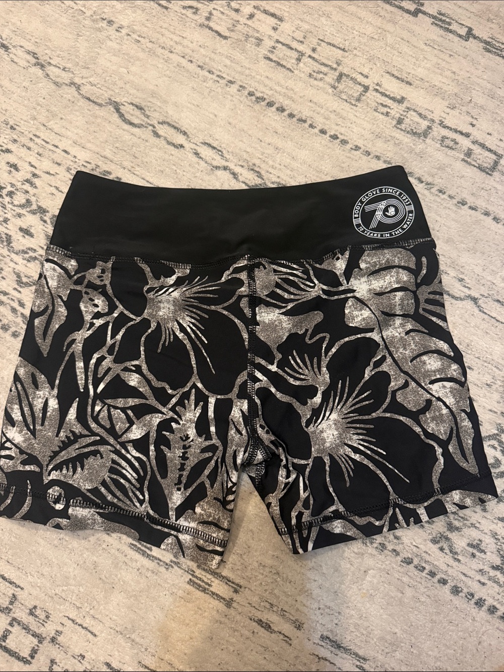 Body Glove Black Bike Shorts with Silver Floral Print